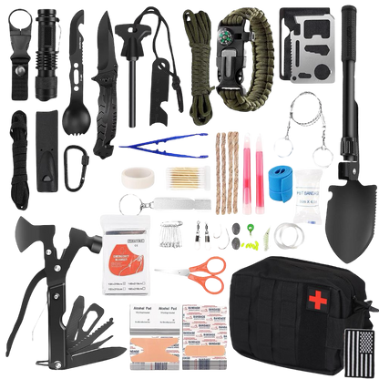 Survival Kit and First Aid Kit, 142Pcs Survival Gear & Equipment, for Men Dad Husband Who Likes Camping Outdoor