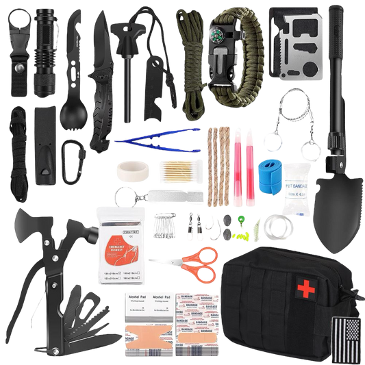 Survival Kit and First Aid Kit, 142Pcs Survival Gear & Equipment, for Men Dad Husband Who Likes Camping Outdoor