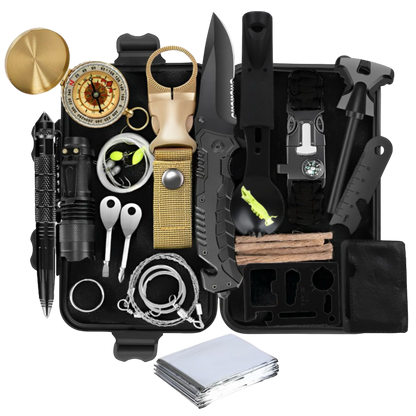 Survival Kit 28 in 1, Teakwood Survival Gear, Survival Gear Tool Emergency Tactical Equipment Gifts Men Dad Husband, Supplies Kits