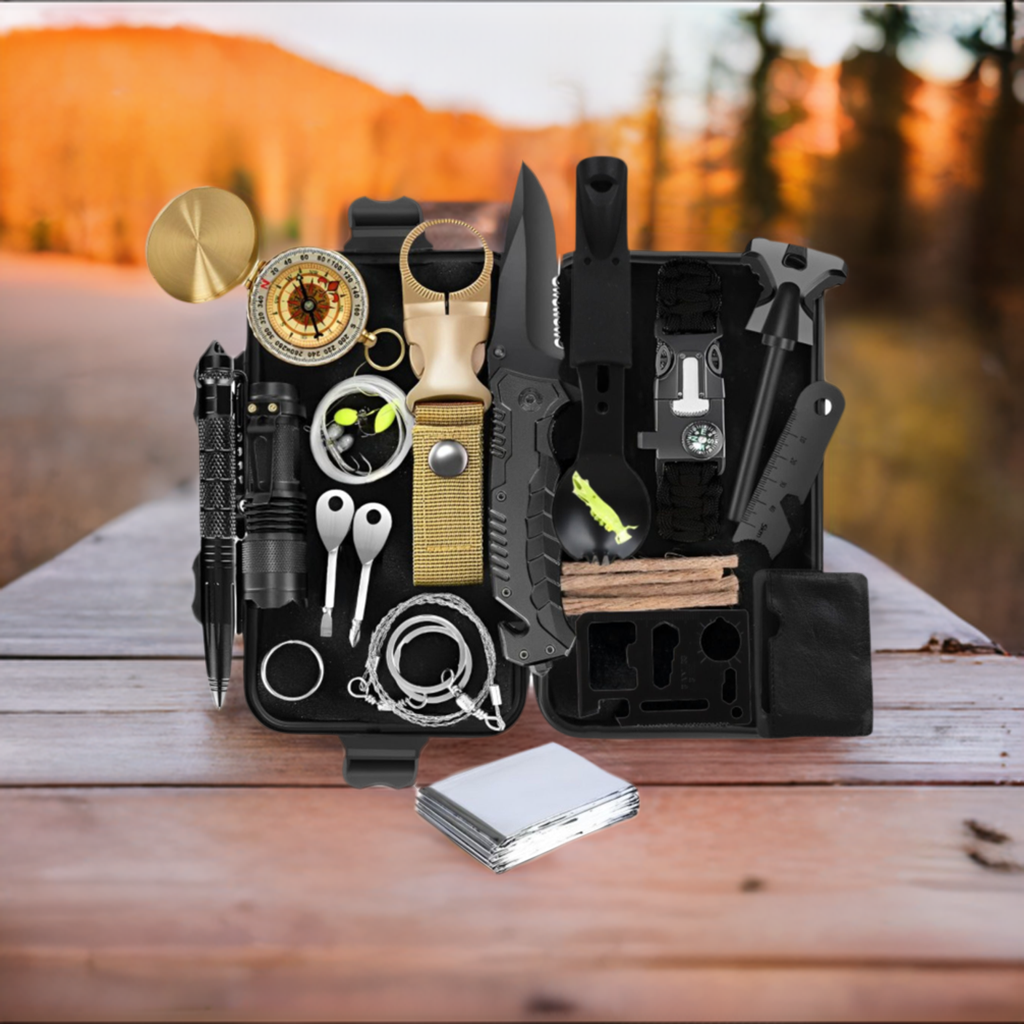 Survival Kit 28 in 1, Teakwood Survival Gear, Survival Gear Tool Emergency Tactical Equipment Gifts Men Dad Husband, Supplies Kits